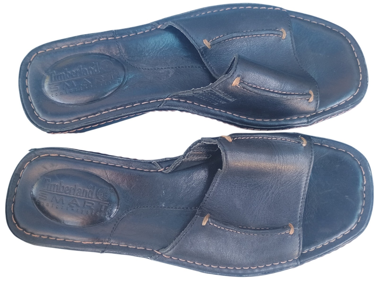 Timberland Womens Leather Sandals size 6M Black SMART Comfort System