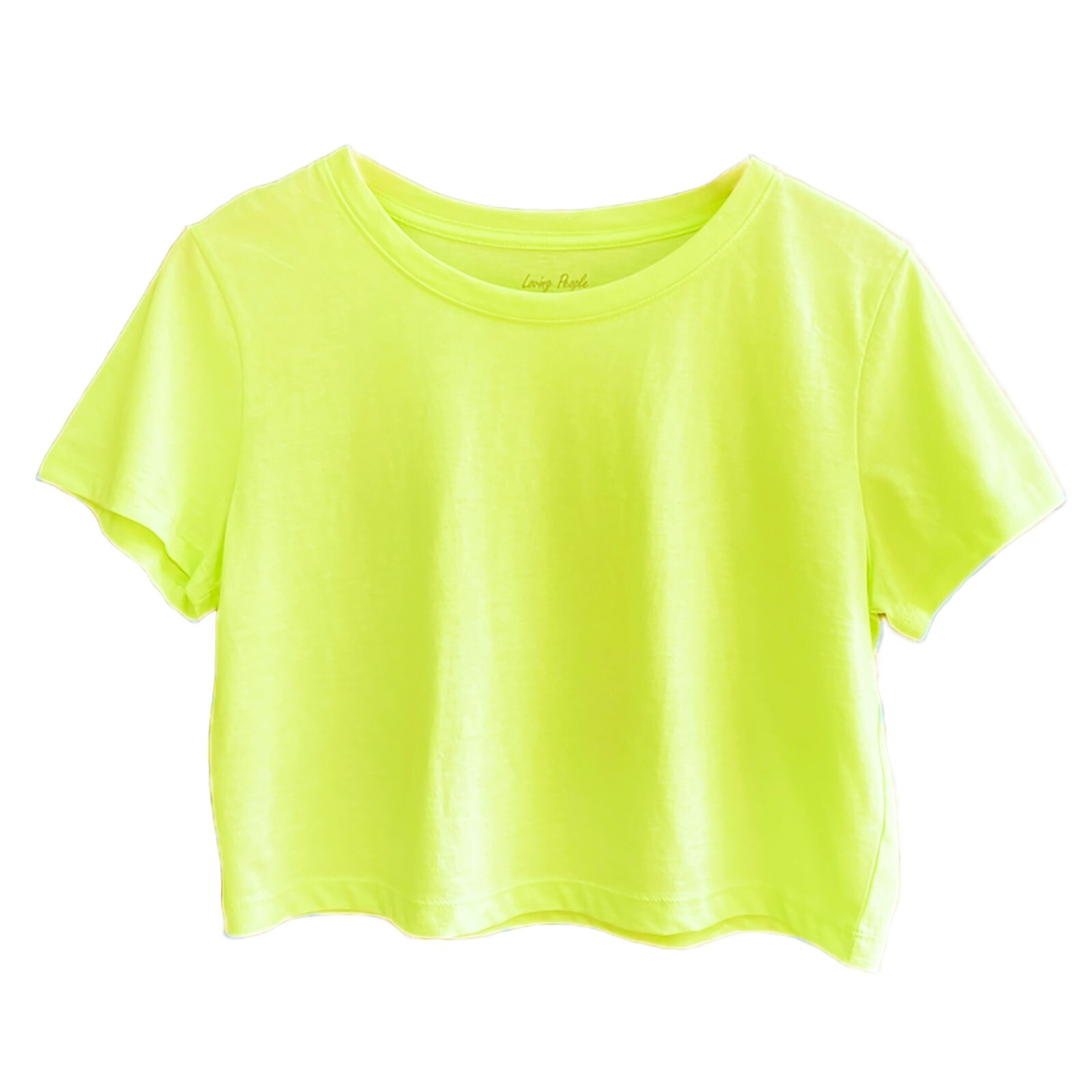 Women’s Loose Fit Crop Tops Round Neck Short Sleeve Casual 100% Cotton T-Shirts