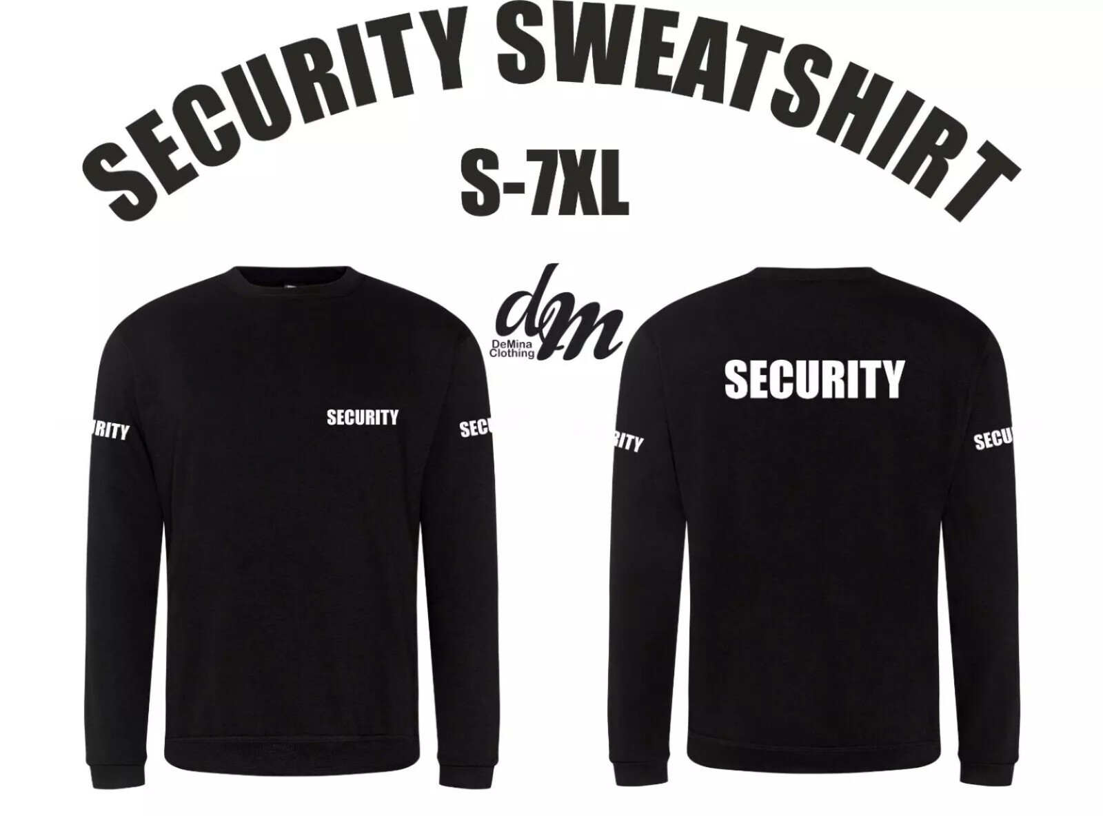 SECURITY SWEATSHIRT BODYGUARD DOORMAN SIZES S-7XL PRINTED FRONT/BACK/SLEEVES