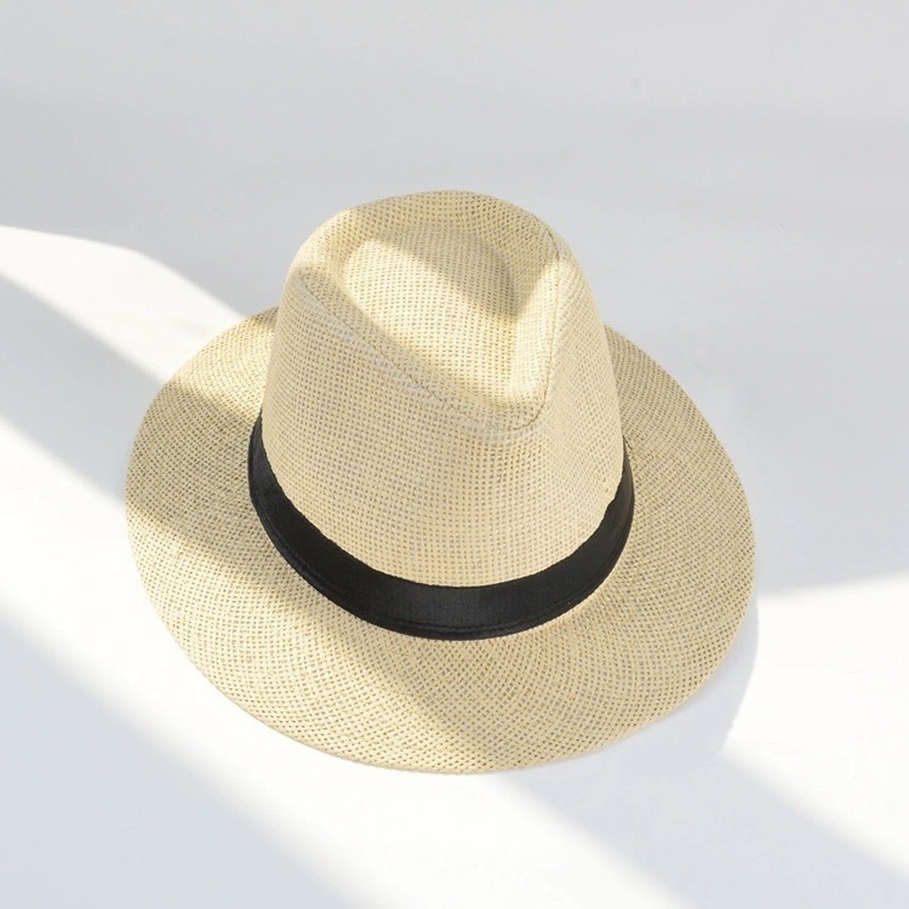 Breathable Wide Brim Straw Hat 58cm Head Size Sunshade for Outdoor Use