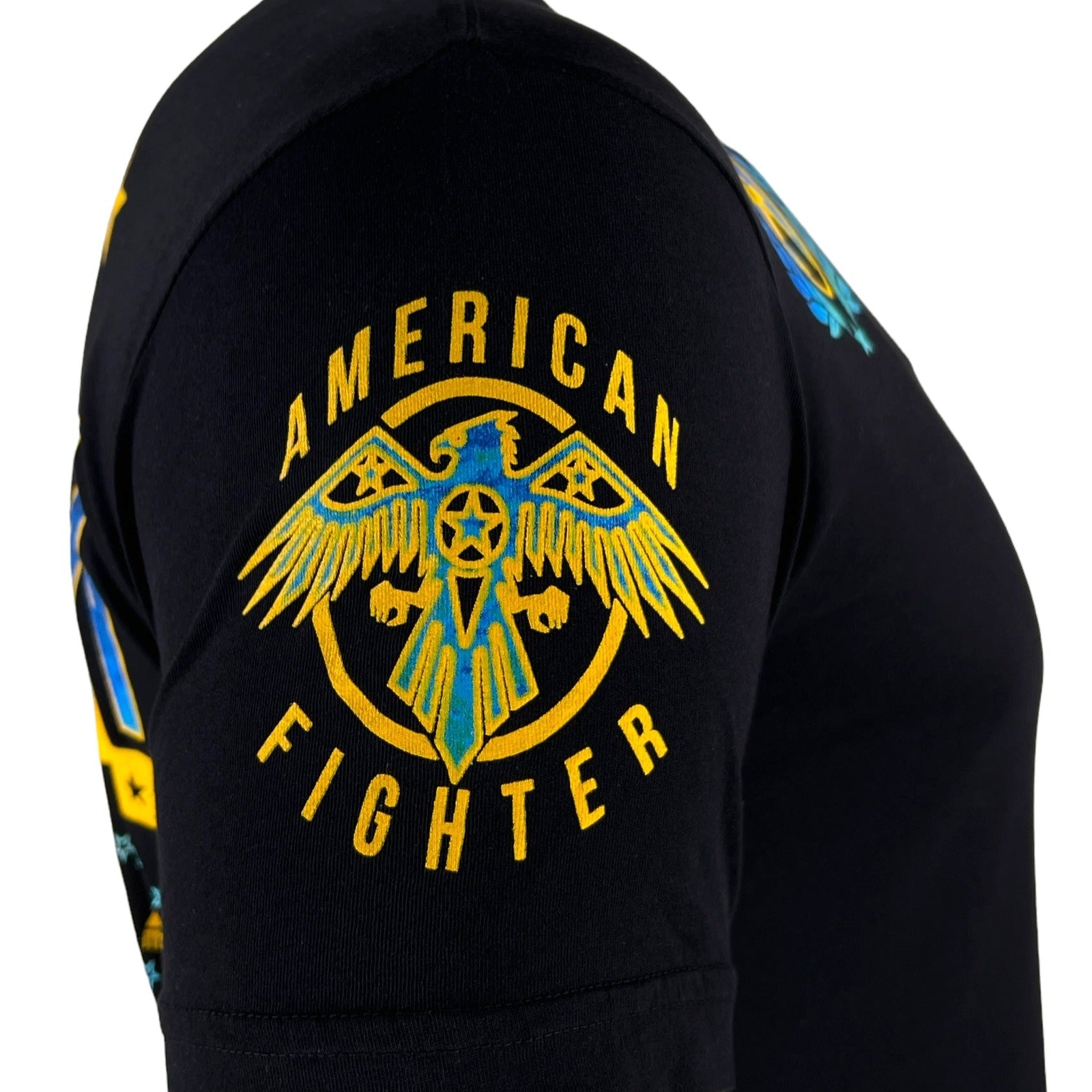 American Fighter Mens T-Shirt LANDER Athletic Biker GYM Black MMA