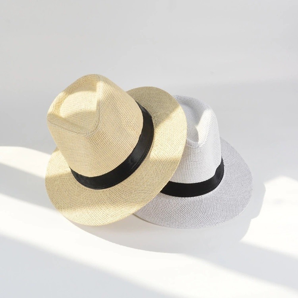 Breathable Wide Brim Straw Hat 58cm Head Size Sunshade for Outdoor Use