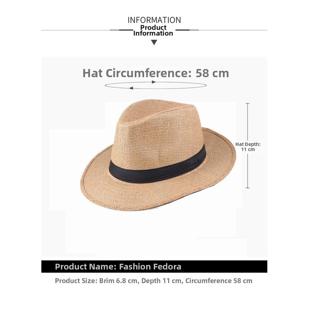 Breathable Wide Brim Straw Hat 58cm Head Size Sunshade for Outdoor Use