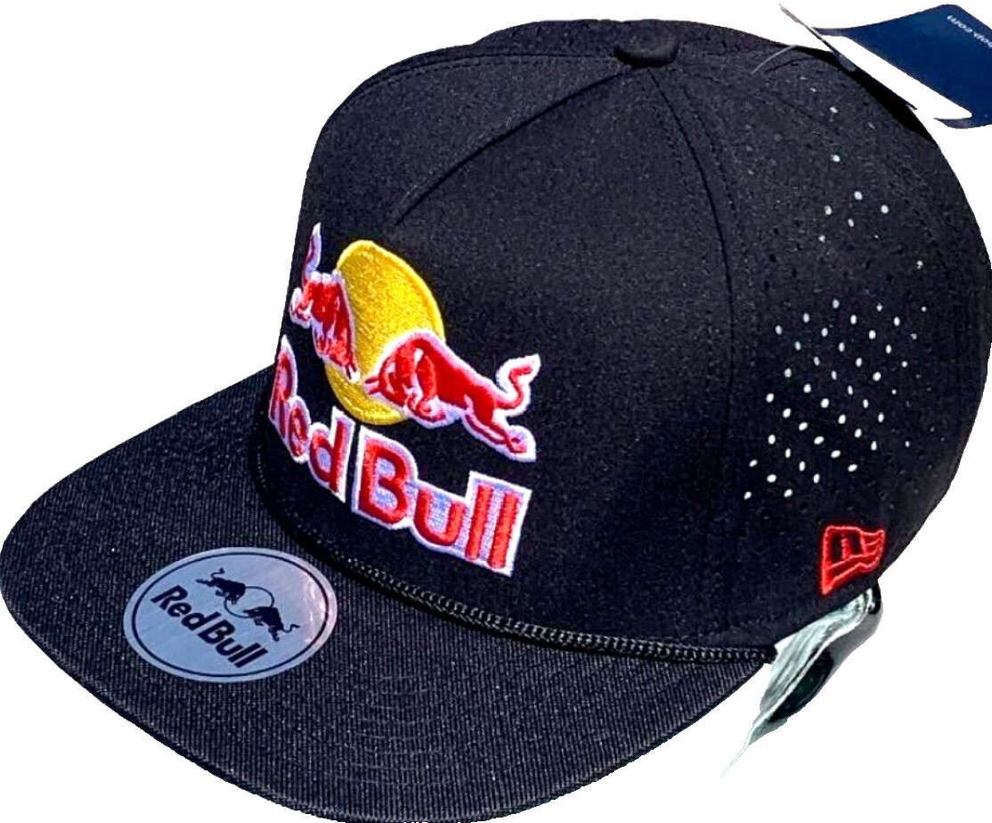 Black Performance Flat Brim Cap w/Black Rope. 3 Logos. BMX. MotoGP. Motocross.