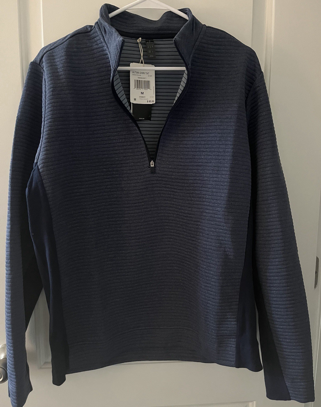 ADIDAS ULTIMATE365 DWR TEXTURED QUARTER-ZIP PULLOVER SWEATER Medium Blue Col NWT