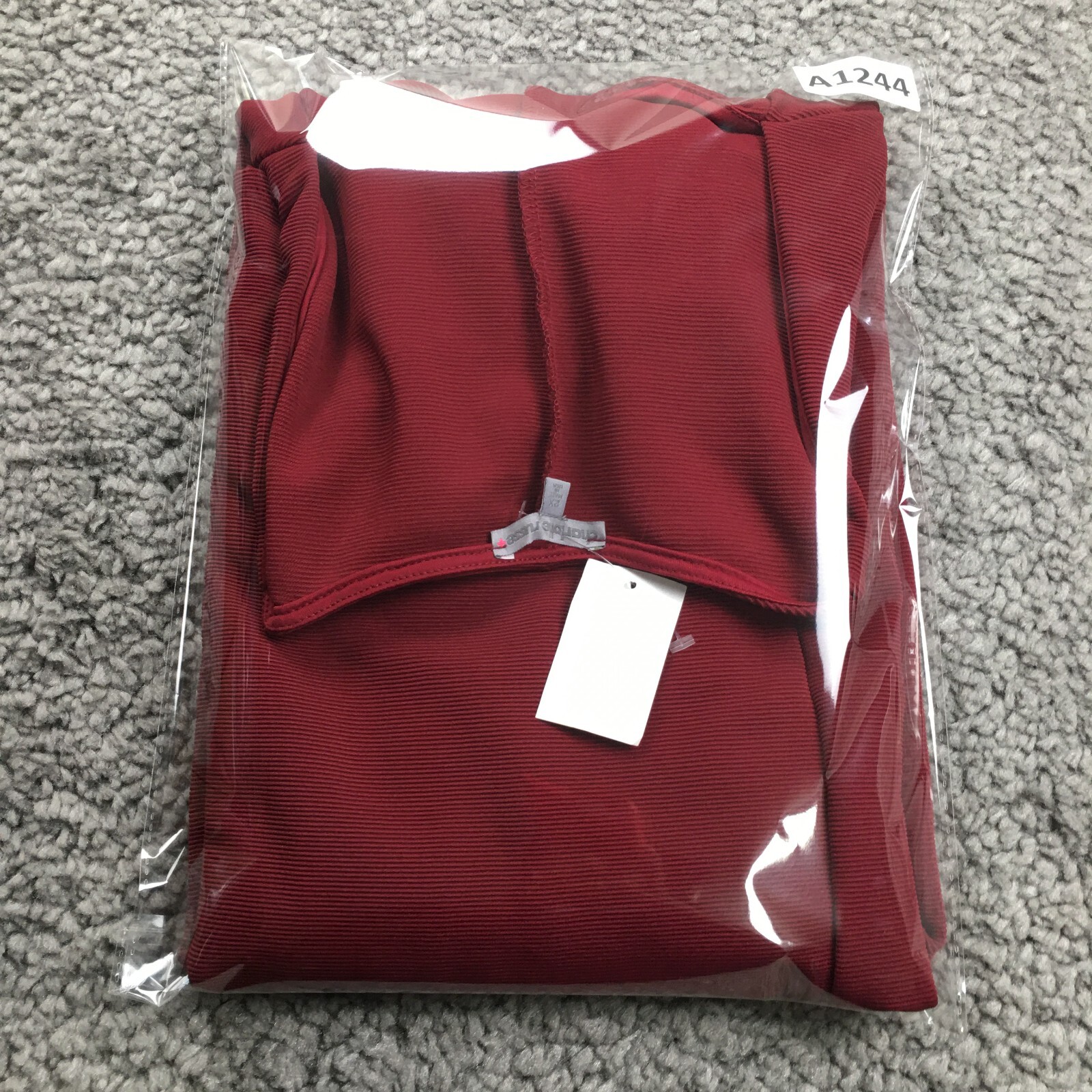 Charlotte Russe Womens Dress Sz 2X Burgundy Ribbed Sweetheart Neck Stretch NWT
