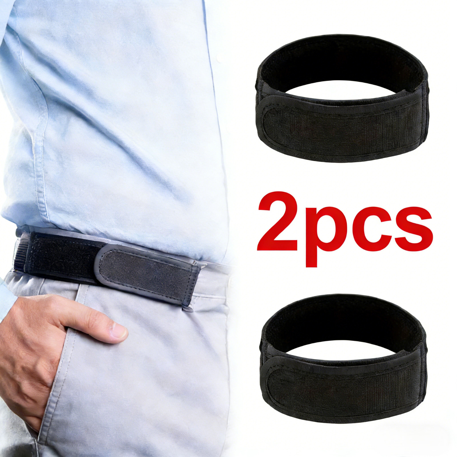 2PCS No Buckle Elastic Belt for Men Invisible Adjustable Stretch Waist Belt