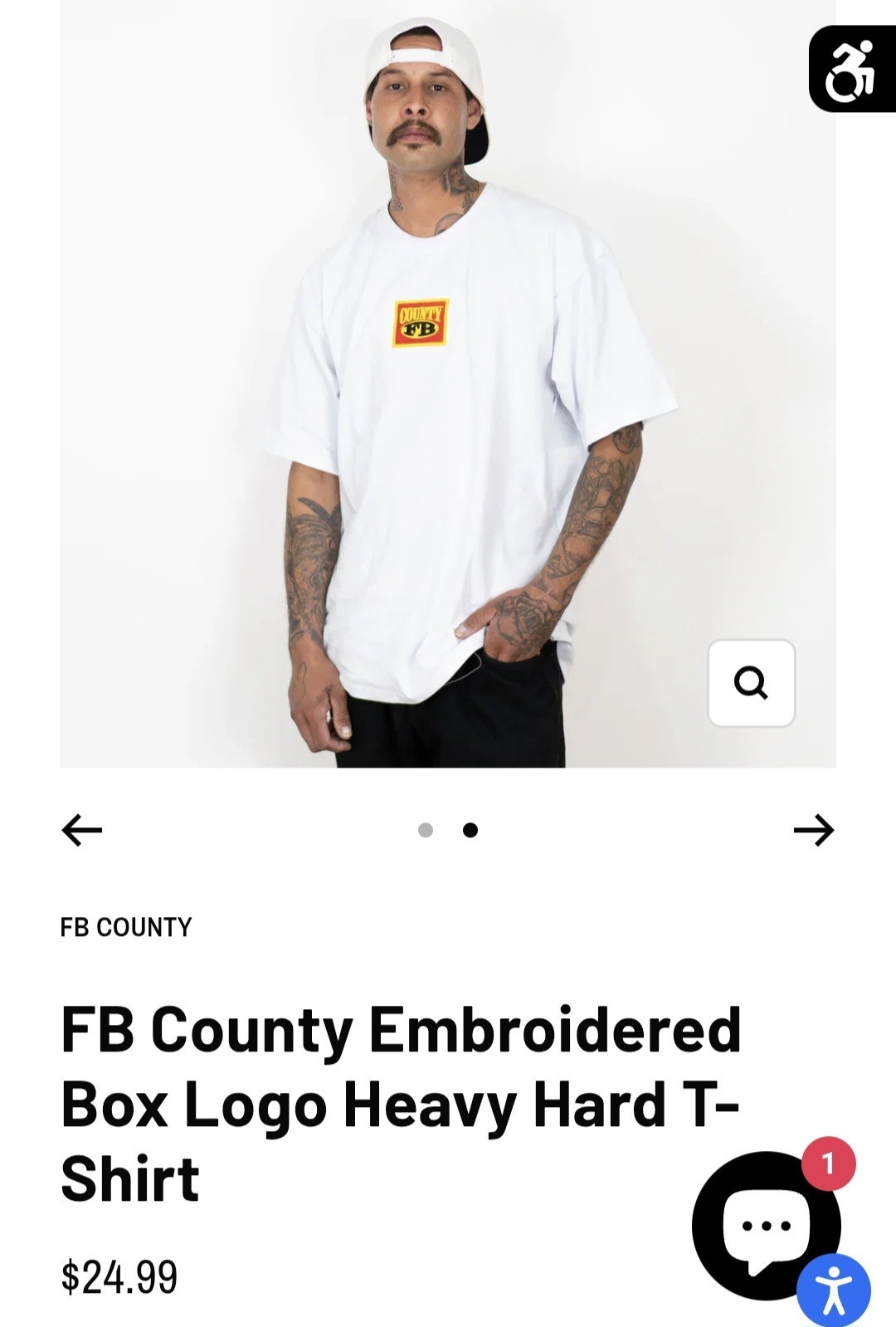 FB County Unisex Men Women Embroidered Box Logo Heavy Hard T-Shirt Black White