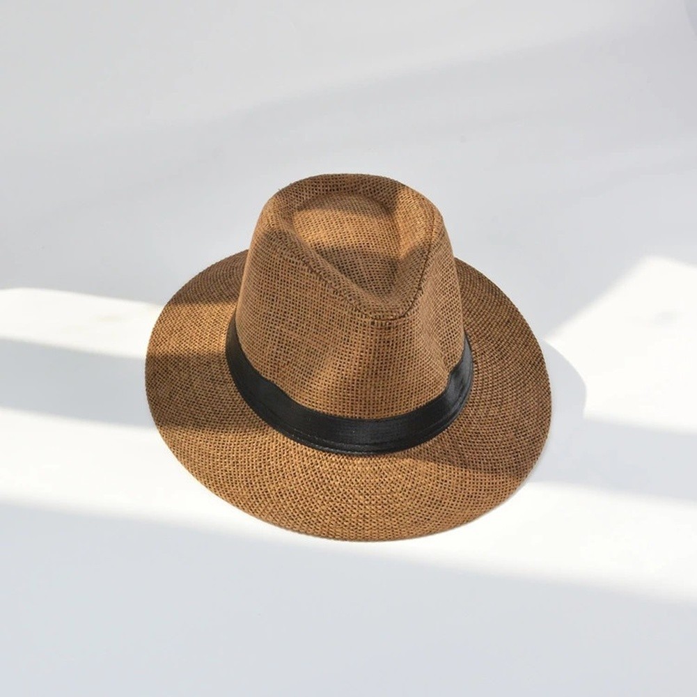 Breathable Wide Brim Straw Hat 58cm Head Size Sunshade for Outdoor Use