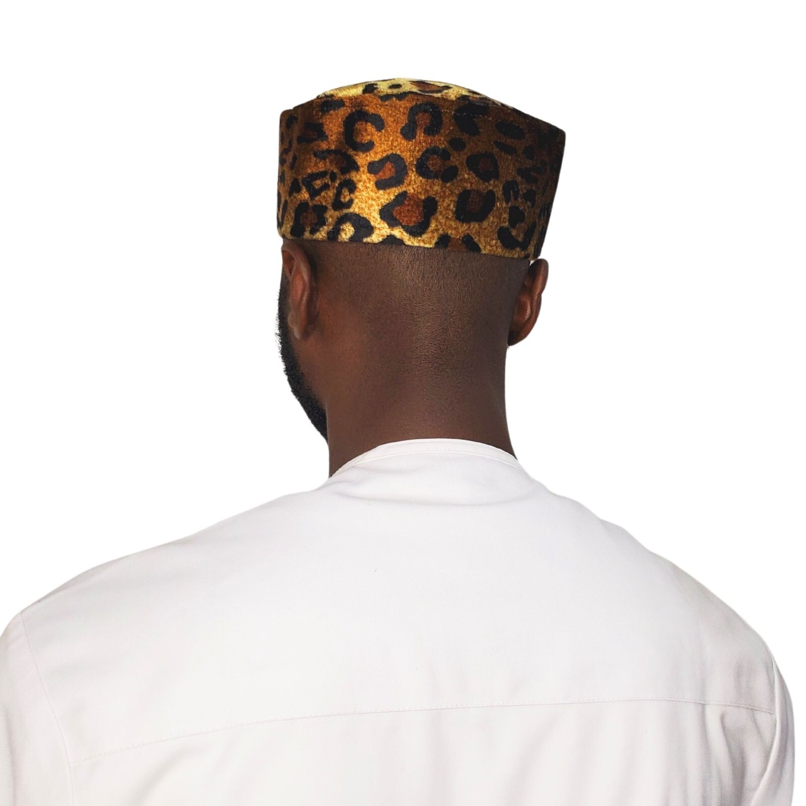 Leopard Print Velvet Cap, African Traditional Men’s Kufi Animal Print Hat