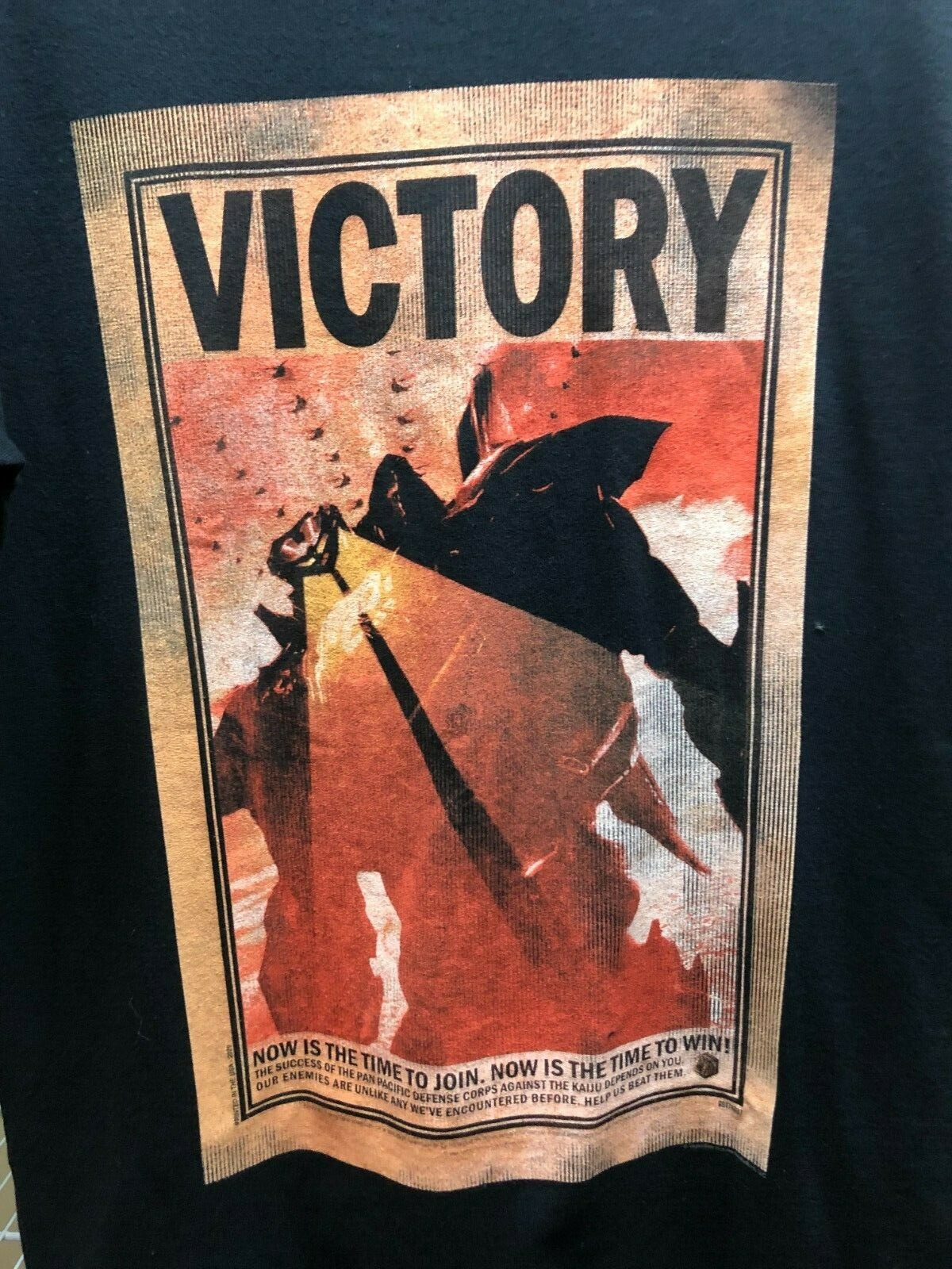 Pacific Rim Poster Victory Pan Pacific Defense Corps Black T-Shirt Size Medium