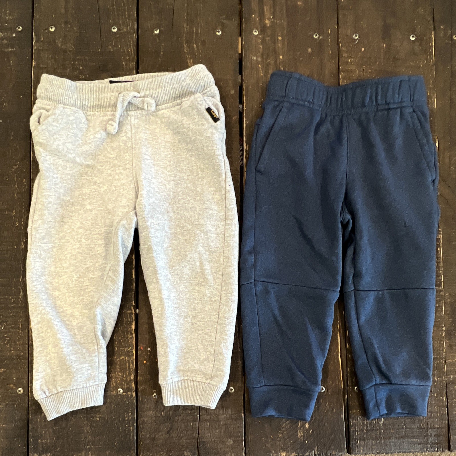 Lee 2-Pack Unisex Baby Toddler Jogger Pants 2T Solid Gray Blue Drawstring
