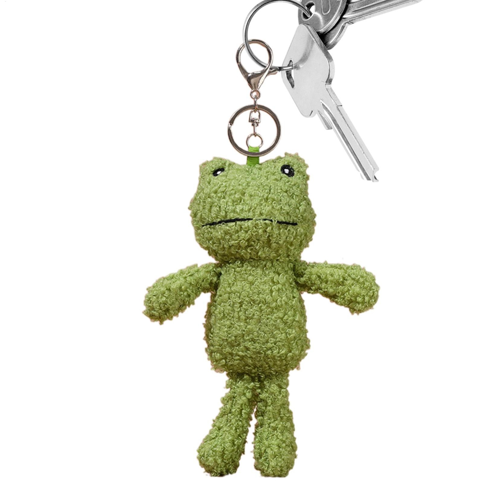 Plush Frog Keychain Cute Stuffed Animal Keyring Bag Charm For Kids Adults