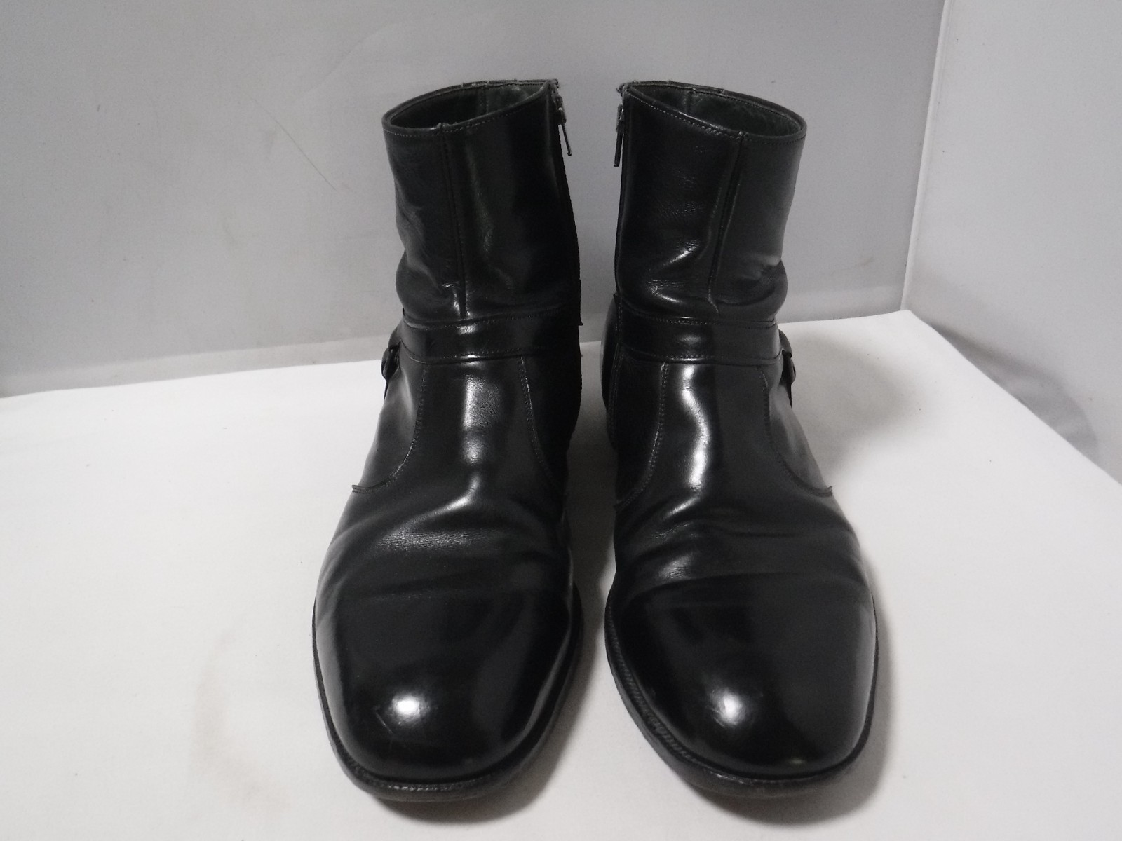 VTG Breather Wright Beatle Boots Men 12 D Black Arch Preserver Leather Zip 469