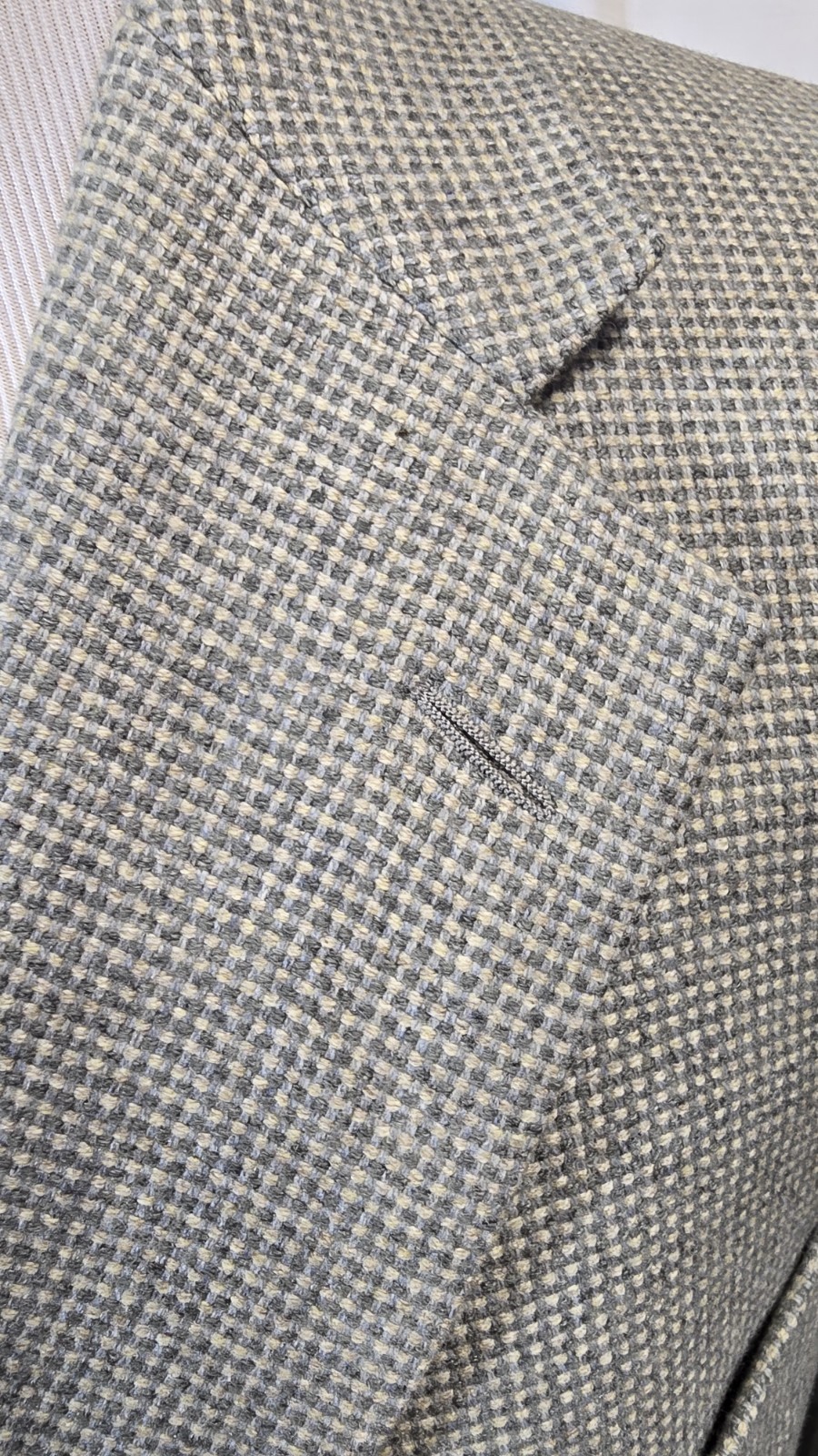 Corneliani 54L Gray Birdseye Sport Coat Wool Silk Cashmere Made Italy 44L