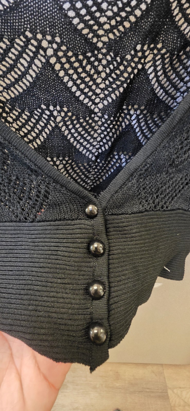 For HER Black Crochet Button Up Short Sleeve Crop Top Size S For Any Occasion