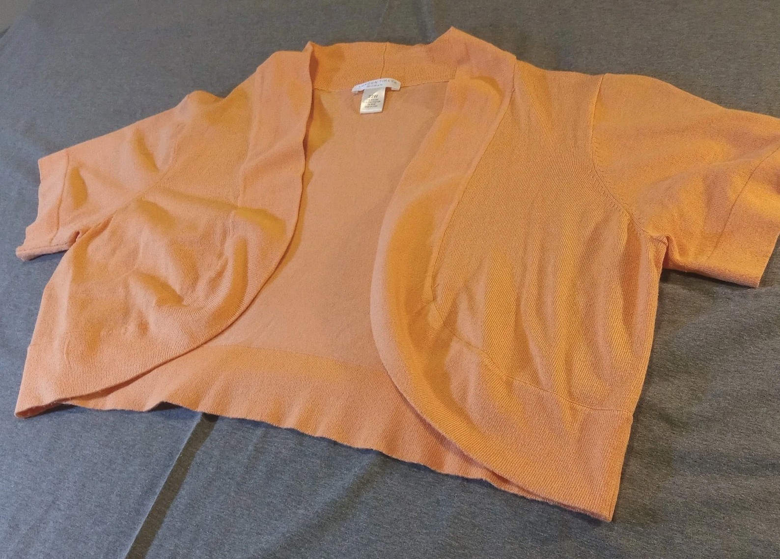London Times Woman Cardigan Womens Size 22W Plus Orange Cropped RN 58142