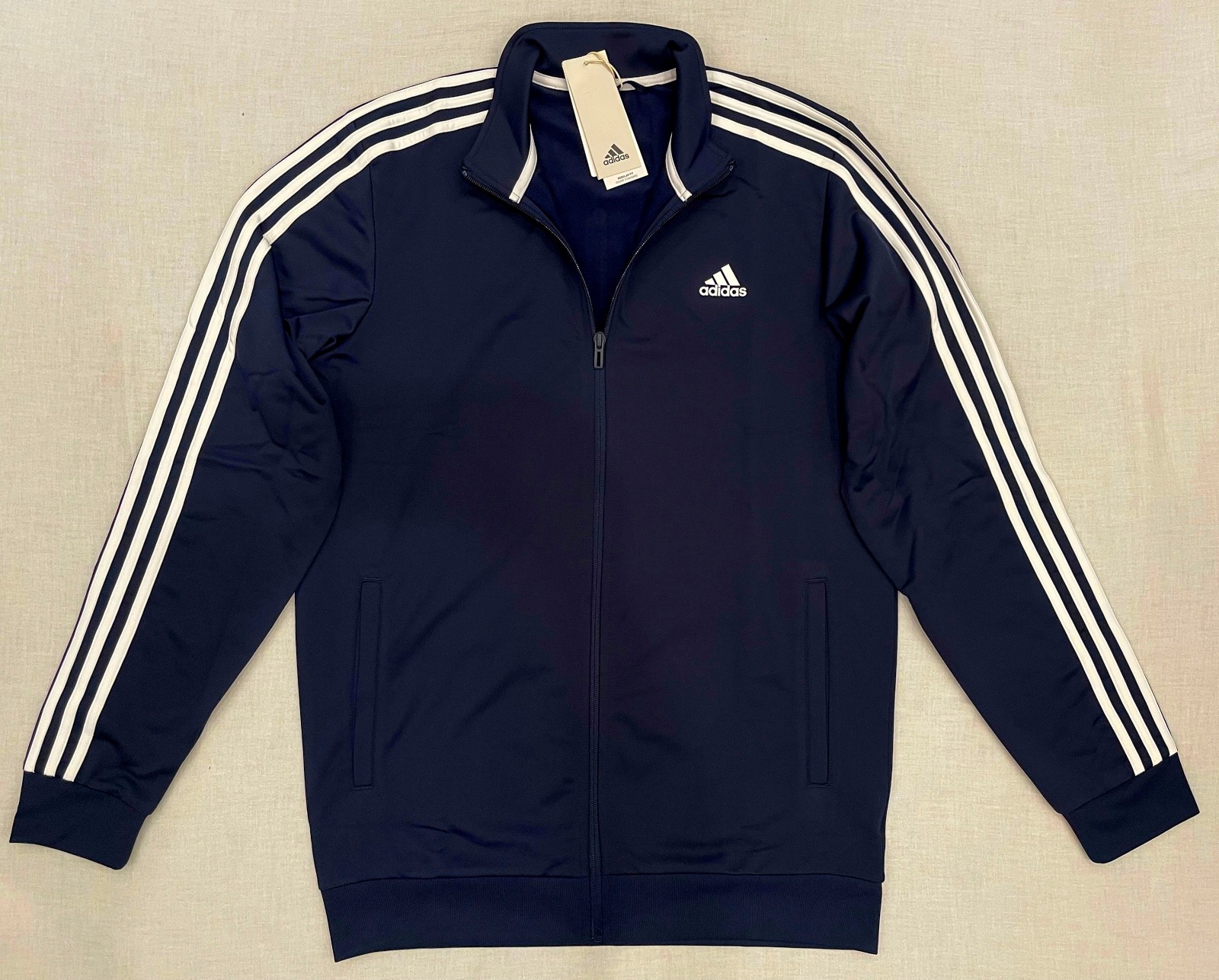 adidas Mens Big and Tall Full Zip Track Jacket Legend Ink/White H46100