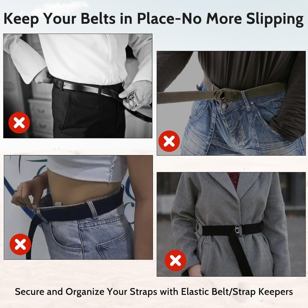 Elastic Belt Keeper Strap 10 Pack Nylon Canvas Web Belt Loop Keeper for 1.5 Inch