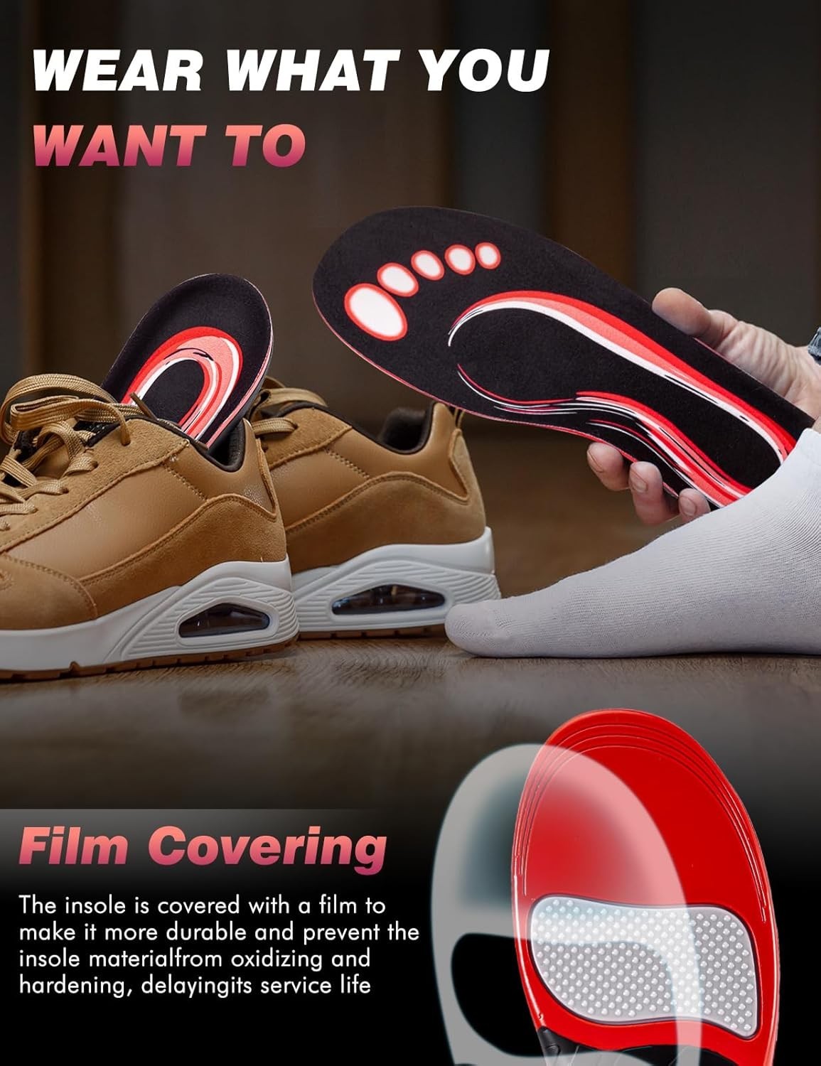 Plantar Fasciitis High Arch Support Insoles for Men Women, Arch Support Inserts.