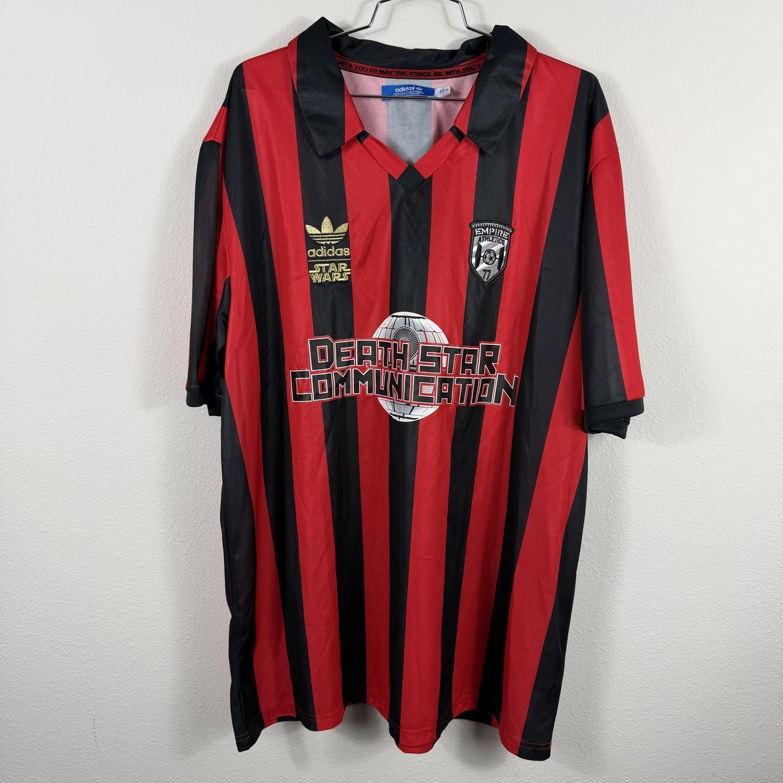 Star Wars Adidas Shirt Mens 2XL Red Black Soccer Jersey Death Star Darth Vader