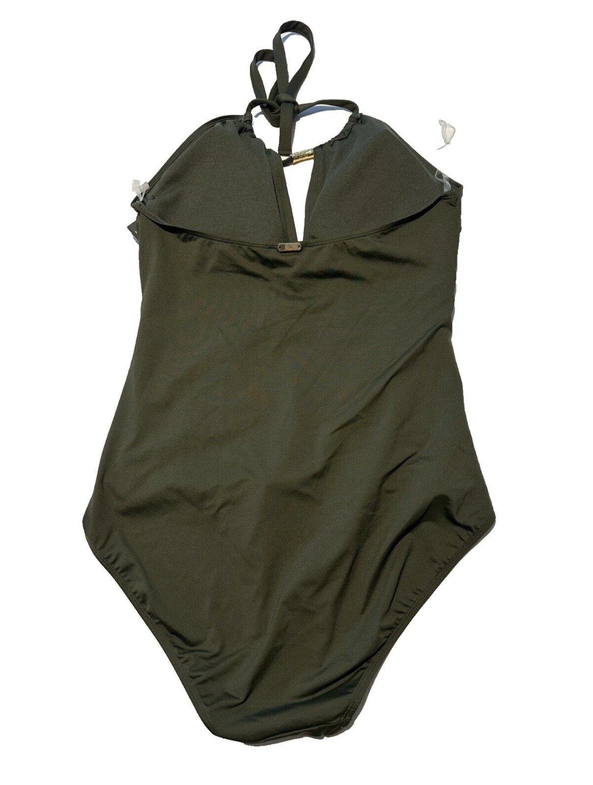 Ralph Lauren Size 10 Beach Club Solid High Neck One Piece Green Swimsuit
