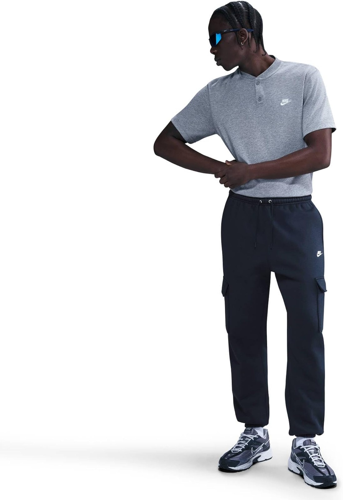 Nike Men’s Club Fleece Cargo Pants, Obsidian/Obsidian/White – Obsidian/Obsidian/
