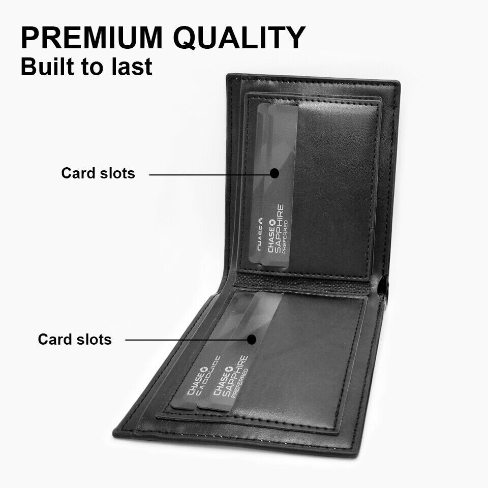 Men’s Carbon Fiber Leather Wallet RFID Blocking Slim Bifold Credit Card Holder
