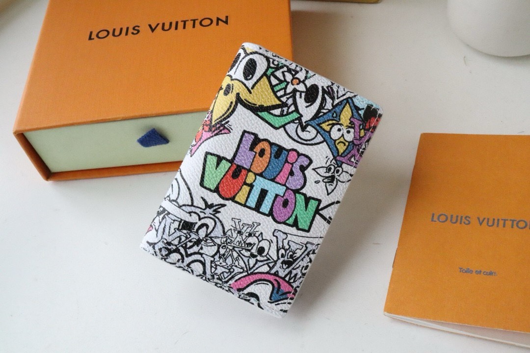 Louis Monogram Comics Passport Wallet White/Purple New
