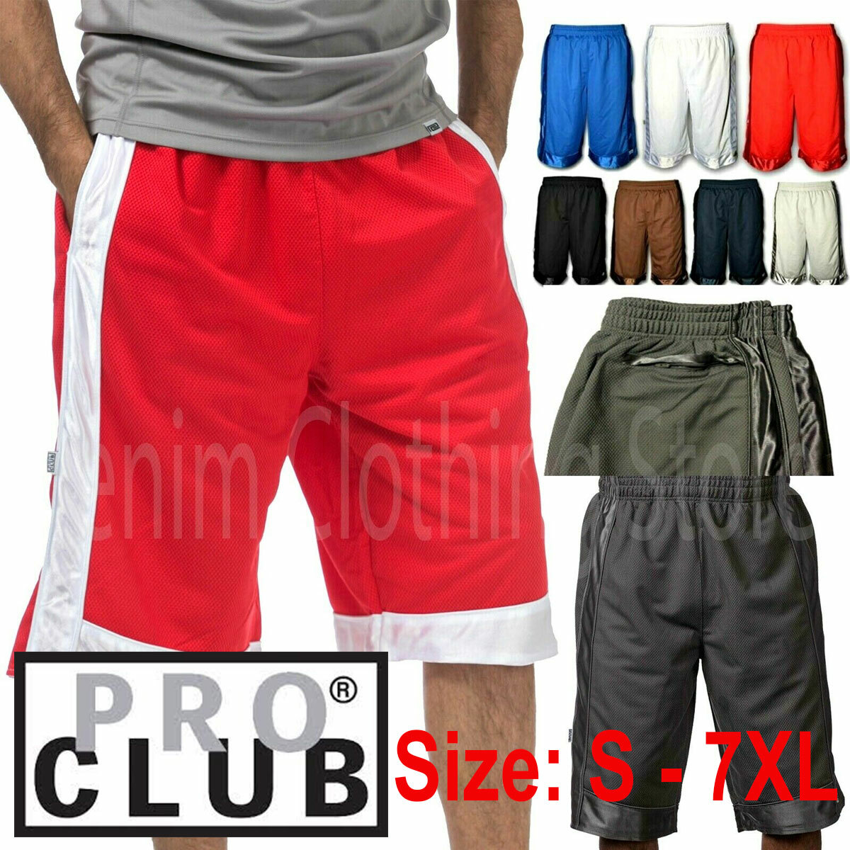 1 NEW PRO CLUB MEN HEAVY WEIGHT BASKETBALL STYLE MESH SHORTS PANTS SIZE S – 7XL