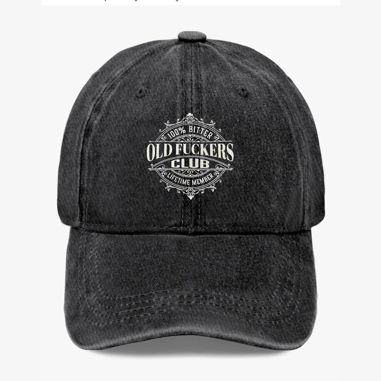100% Bitter Old F*ckers Club Lifetime Member Funny Meme Retro Baseball Hat
