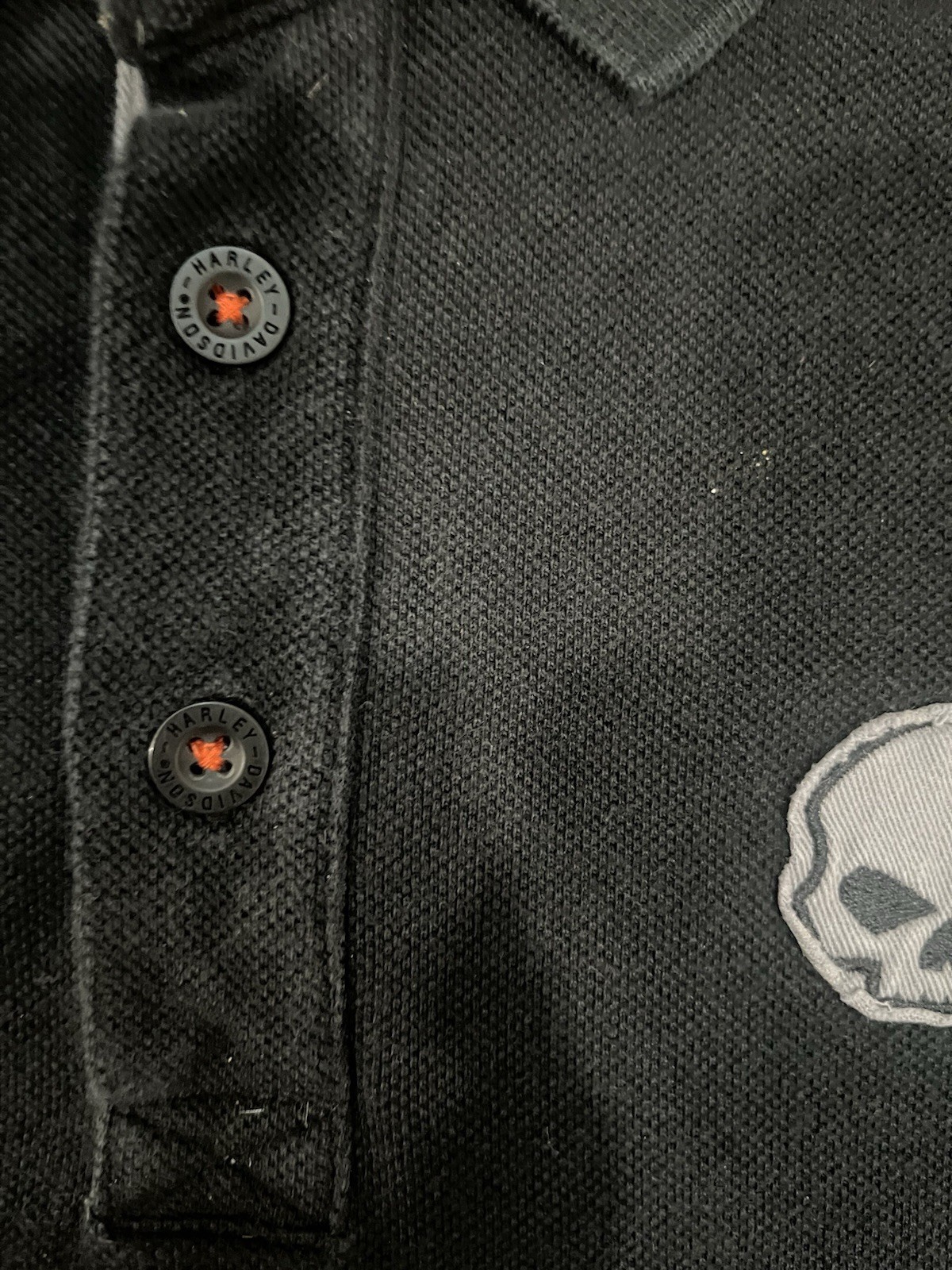 Harley-Davidson Men’s L Black Cotton Polo Shirt Embroidered Logo Skull Short
