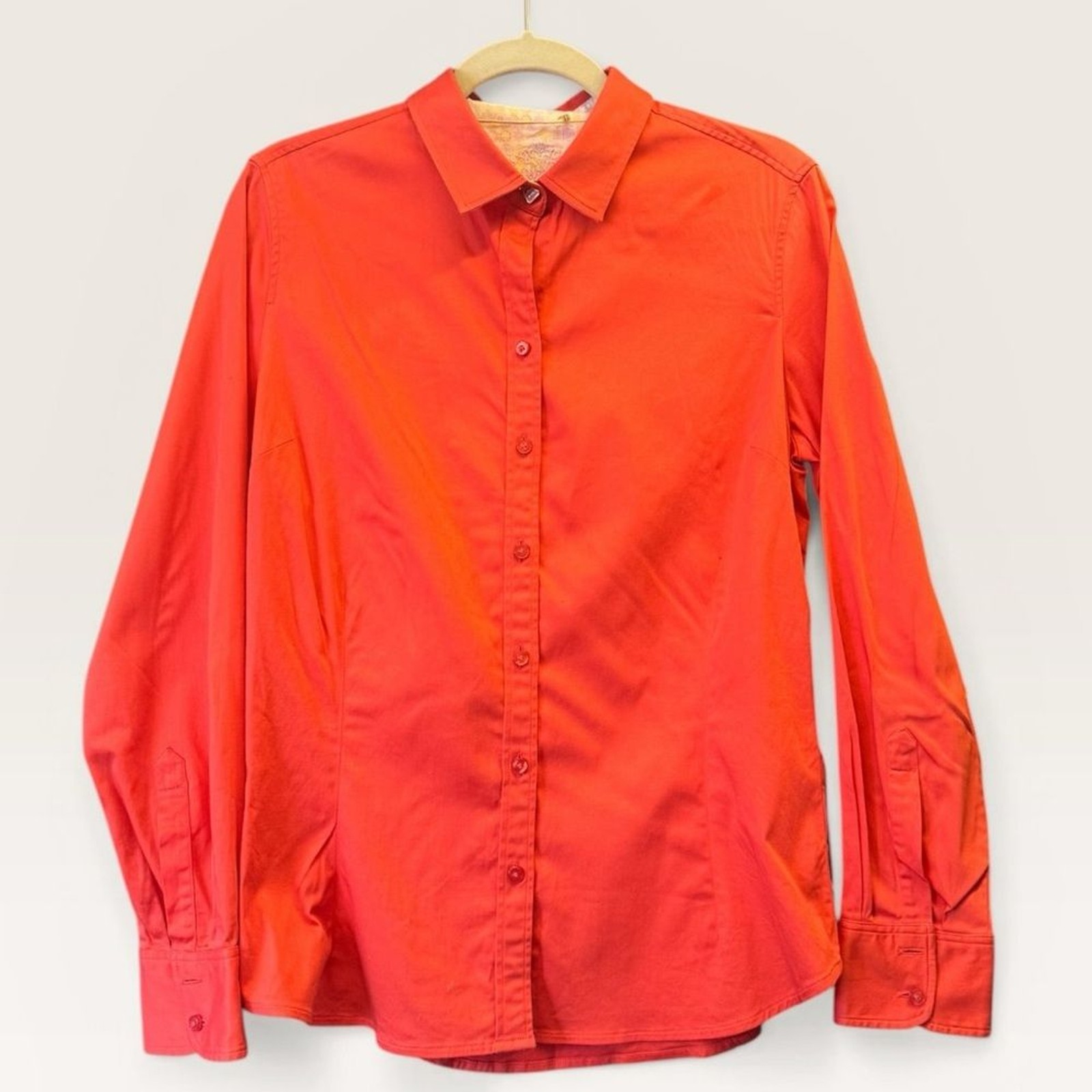 Robert Graham Coral Red Button Down Shirt w/ Pink Purse Button | Mob Wife Office