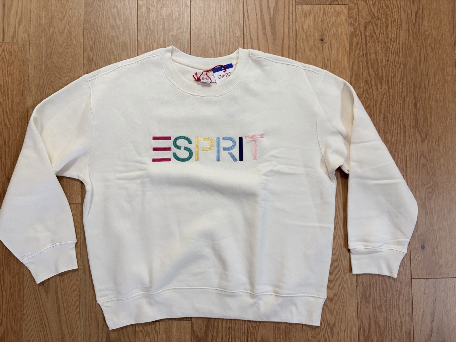 NWT Iconic 80s ESPRIT Fleece Crewneck Relaxed Sweatshirt M Rainbow