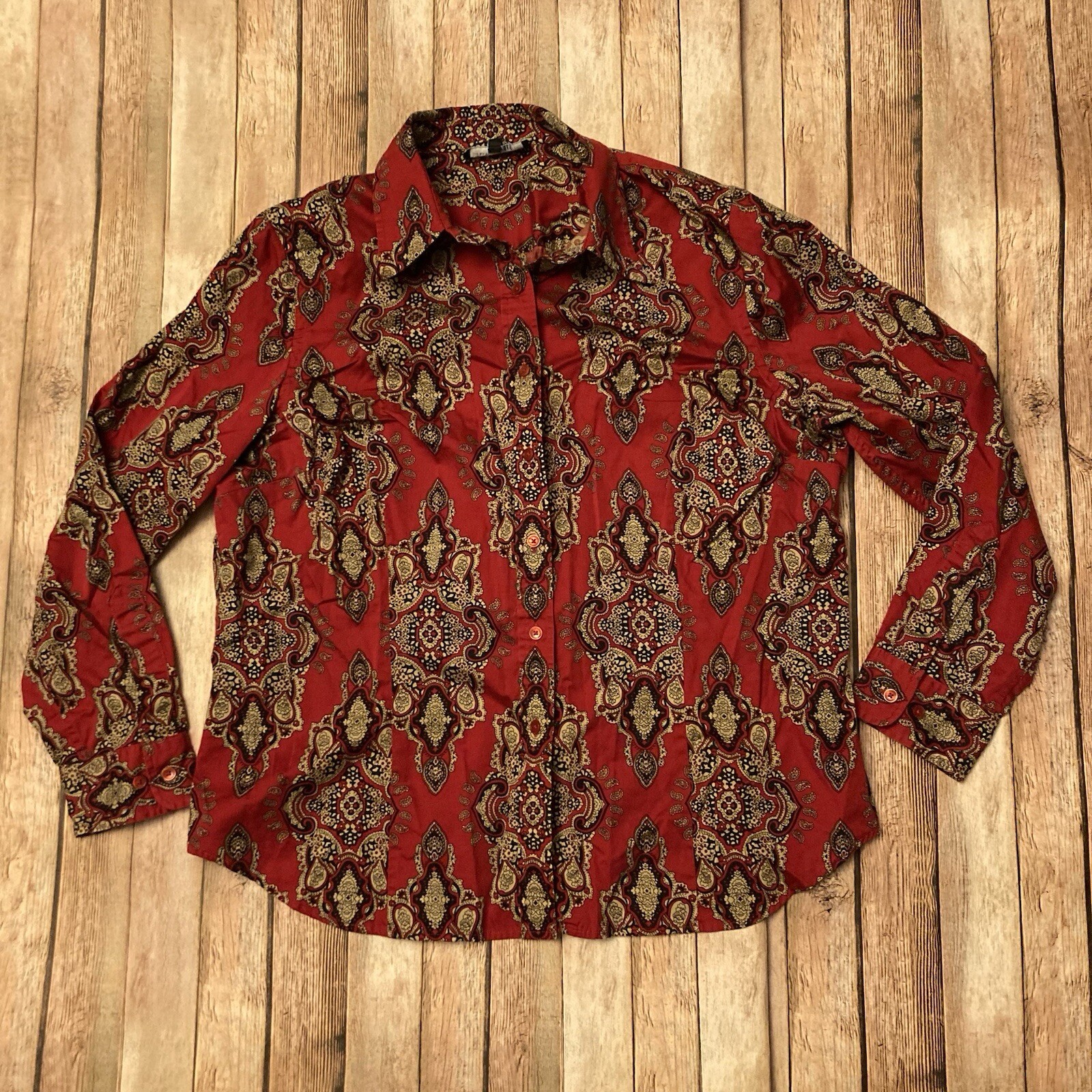 Jones New York Signature Woman 2X Fitted Button Up Blouse Long Sleeve