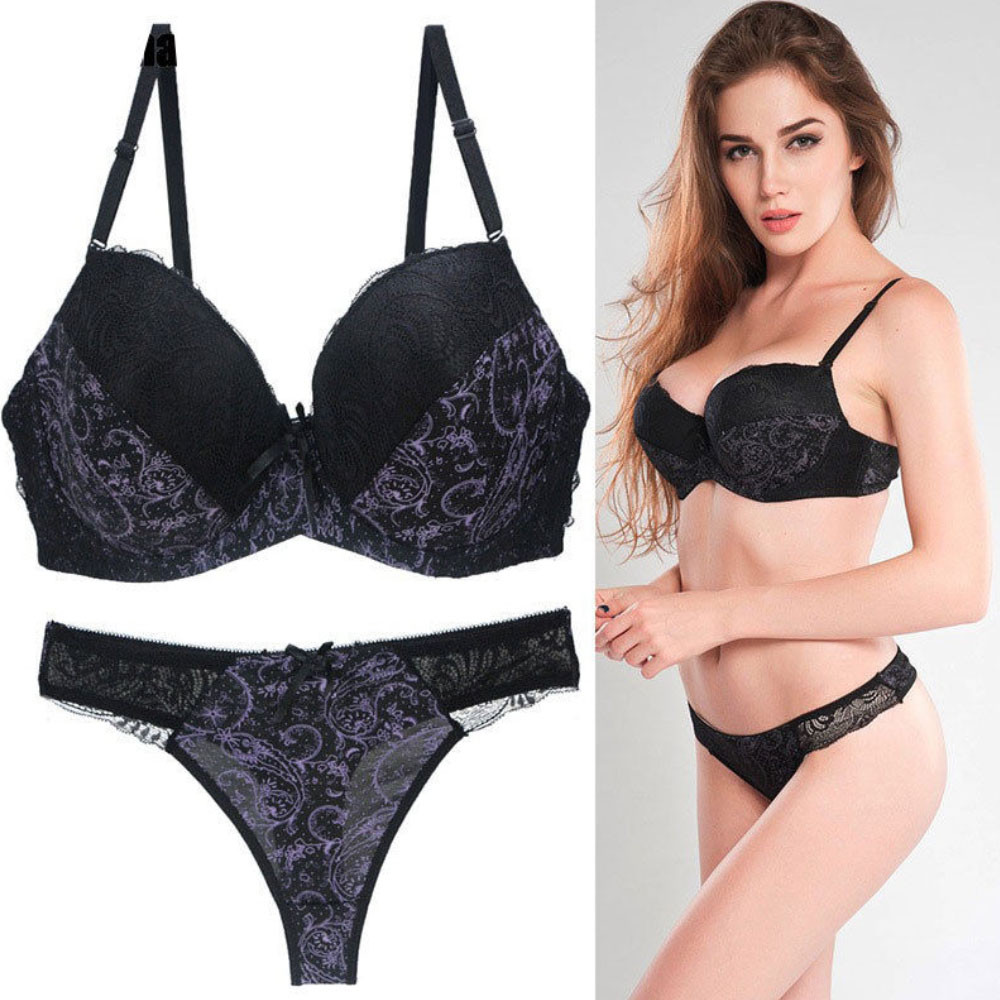 Sexy Foral Lace Push Up Bra Sets Extreme Padded Lingerie Panties Set B C D DD E