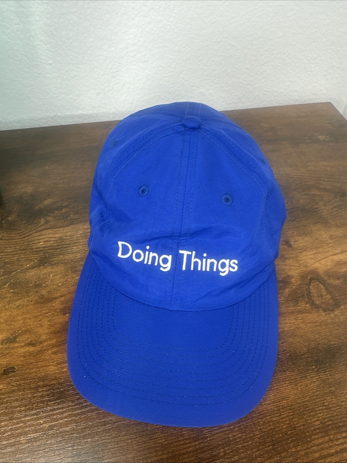 Doing Things Outdoor Voices Hat Cap Strap Back Blue Nylon Adjustable Dad Cap