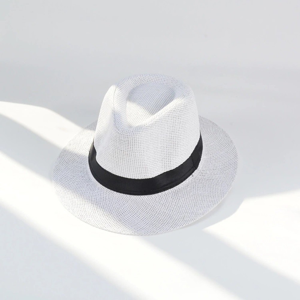 Breathable Wide Brim Straw Hat 58cm Head Size Sunshade for Outdoor Use