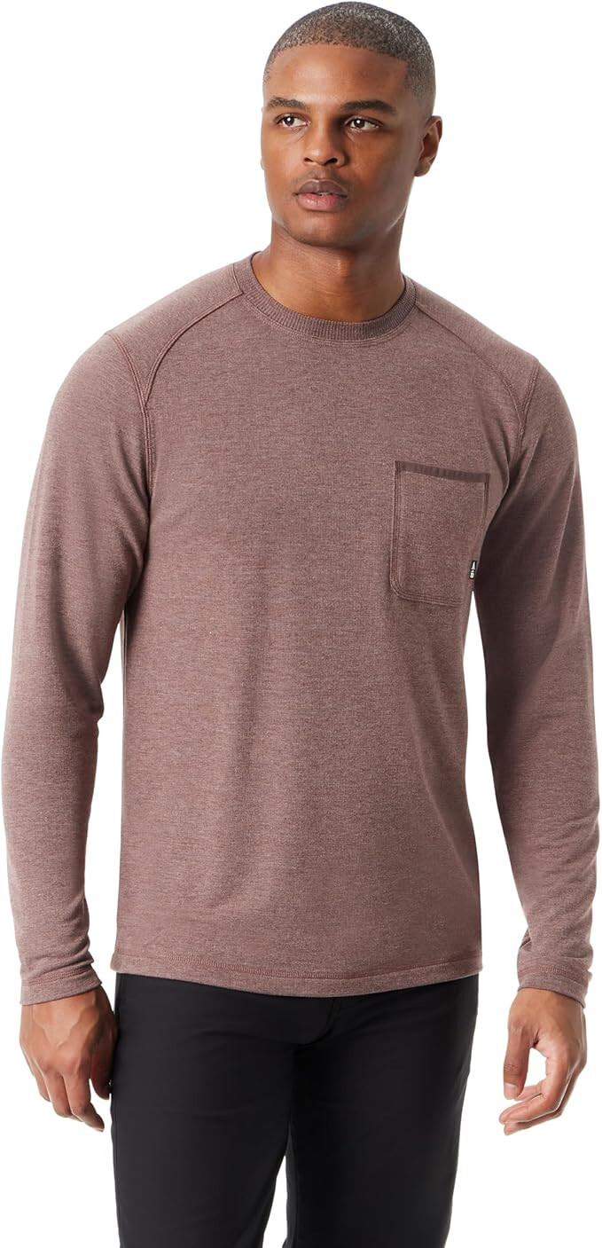 Bass Outdoor Men’s Long-Sleeve Ribbed T-Shirt Rum Raisin LARGE