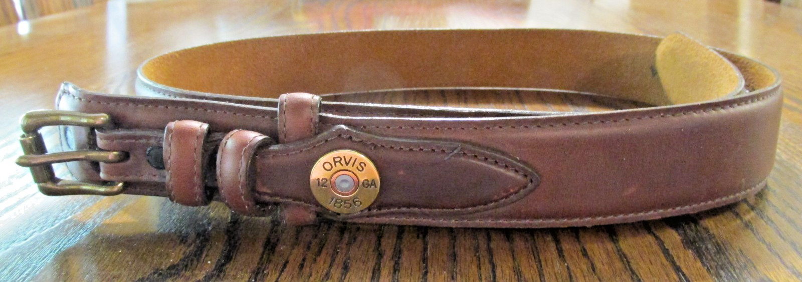 NEW MENS ORVIS 9G3L TOP GRAIN BROWN LEATHER SHOTGUN SHELL LEATHER BELT SIZE 38