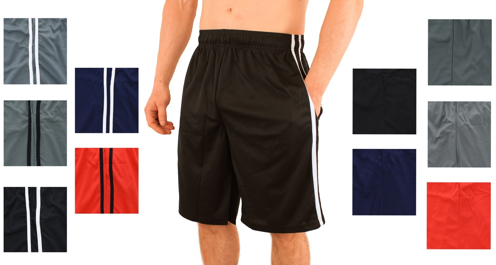 Men’s Gym Basketball Shorts, Athletic Workout Mesh 2 Pocket Loose Fit 10″ Inseam