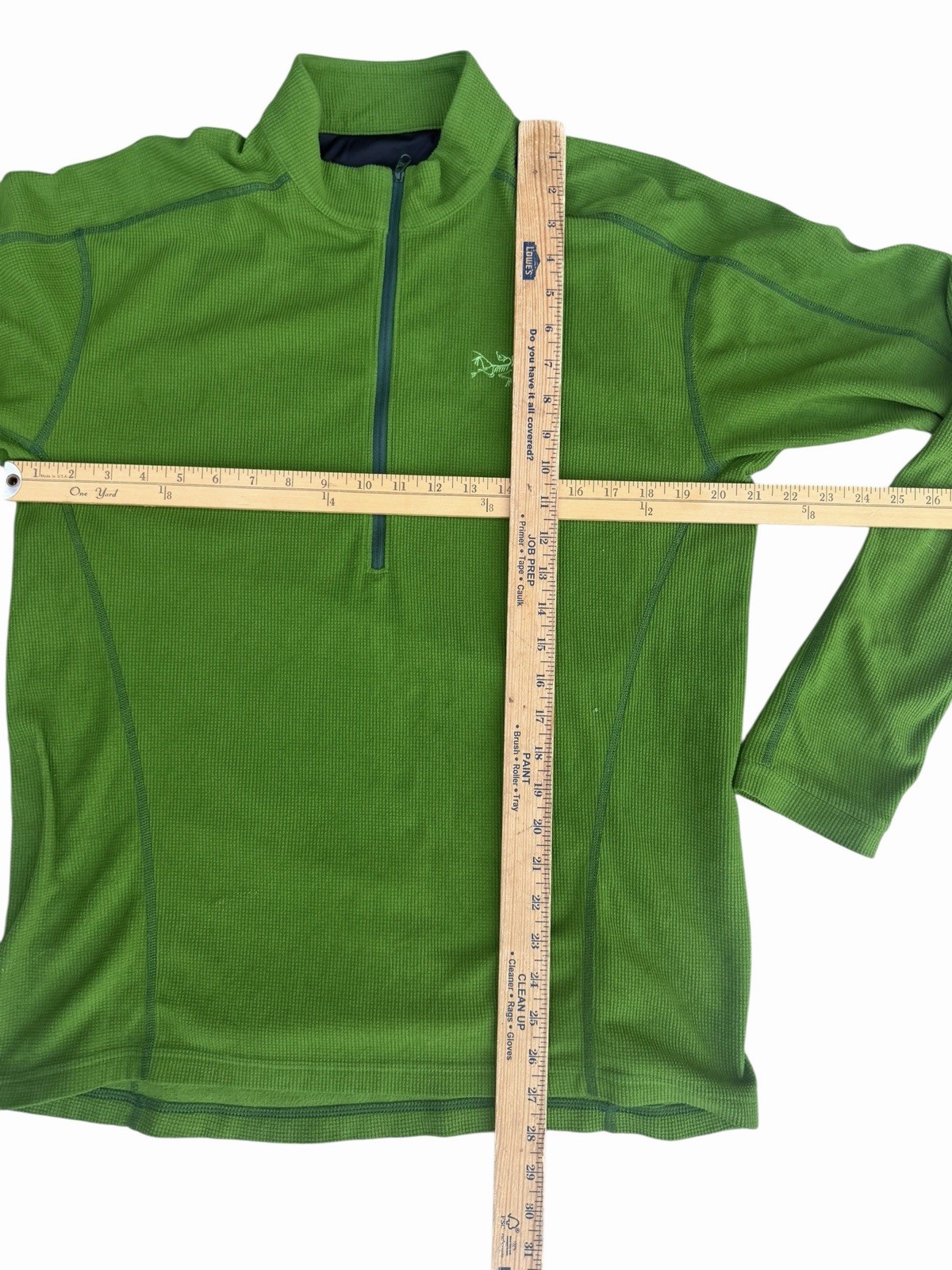 Arc’teryx Men’s Half-Zip Sweater Olive Polartec Waffle Grid Fleece Large