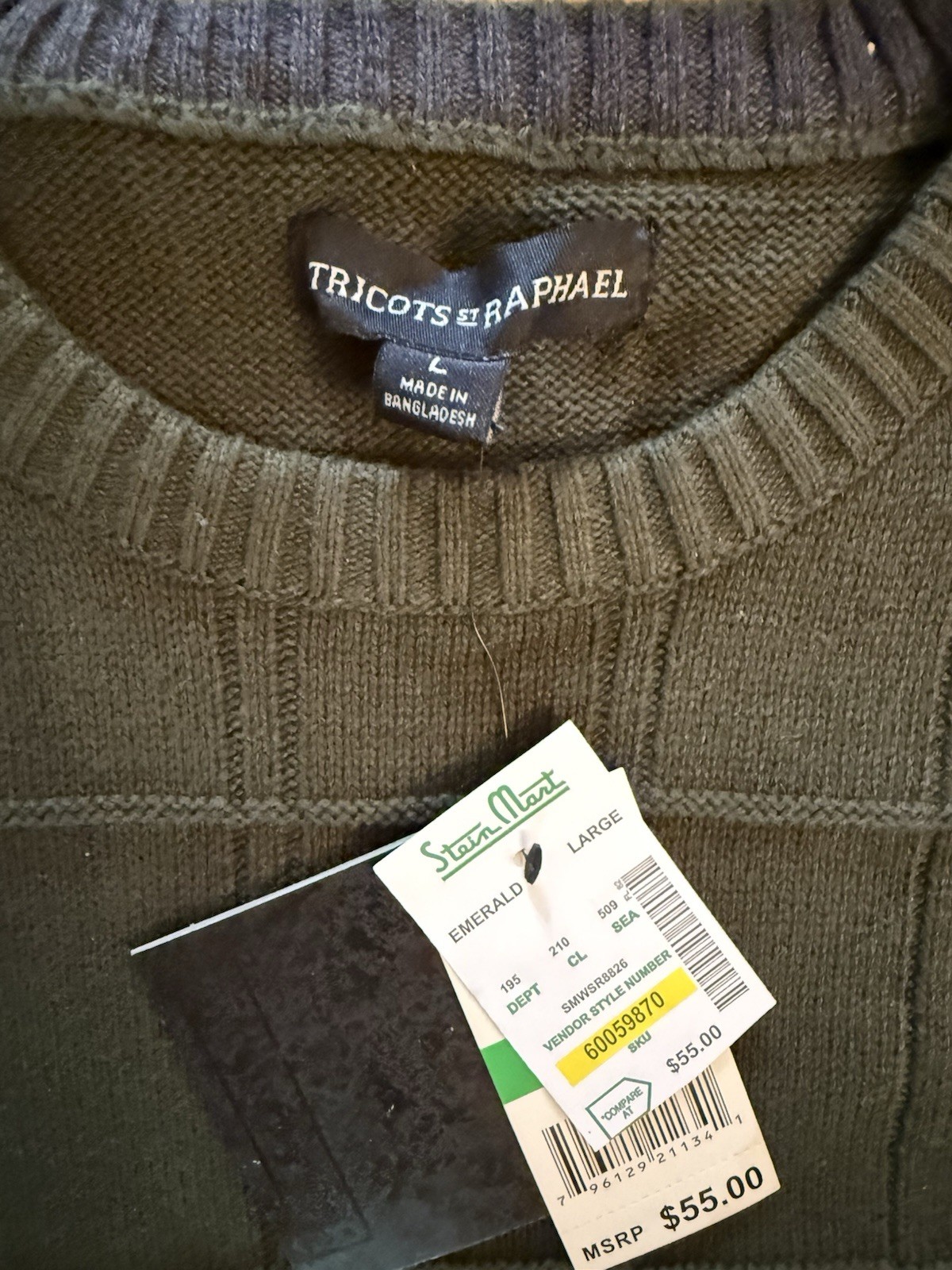 Tricots St Raphael Sweater Men’s L Blue Green Wool Preppy Knit Grandpa Dadcore