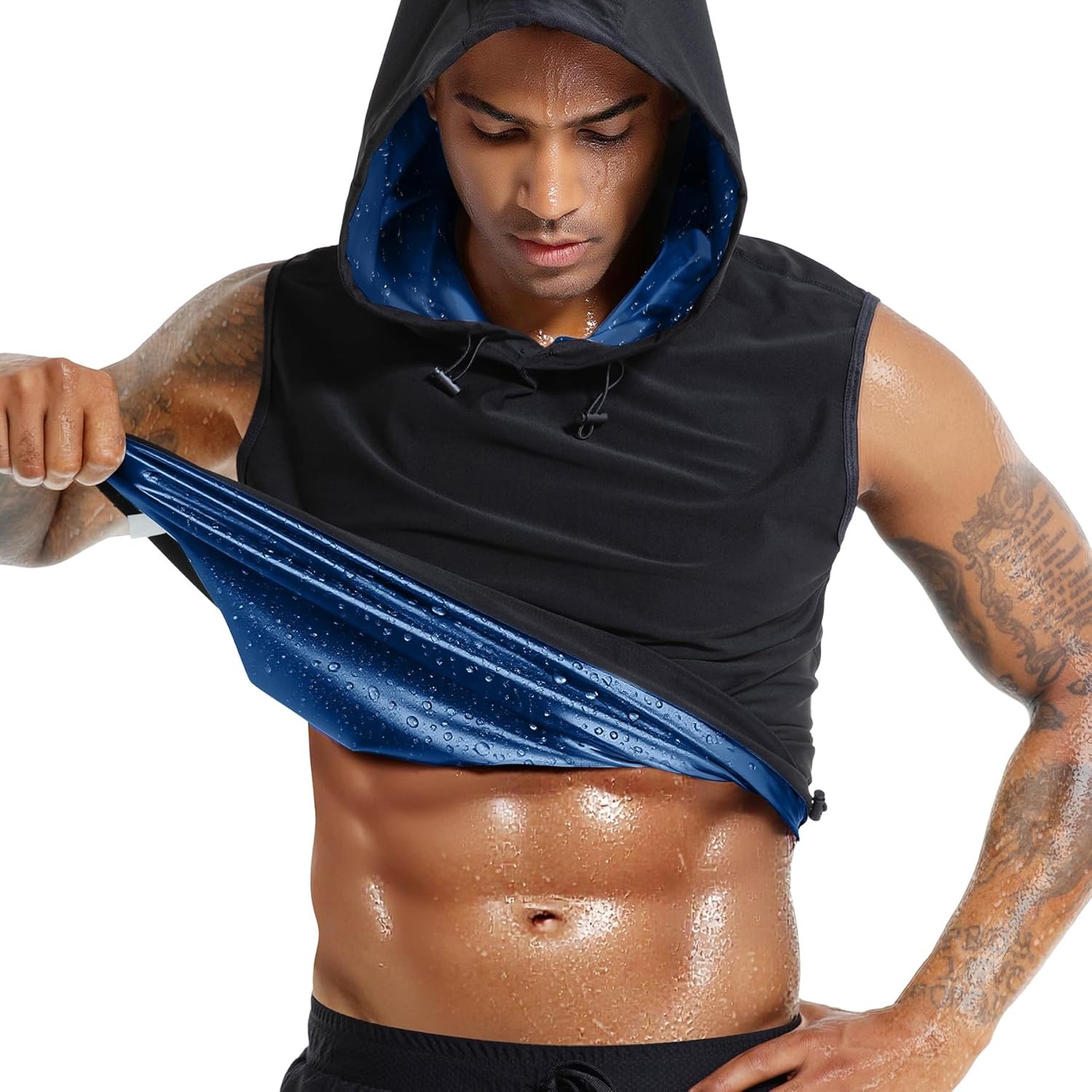 Men Sauna Shirt Heat Trapping Workout Vest Hoodies Tank Top Sweat Suit Shaper US