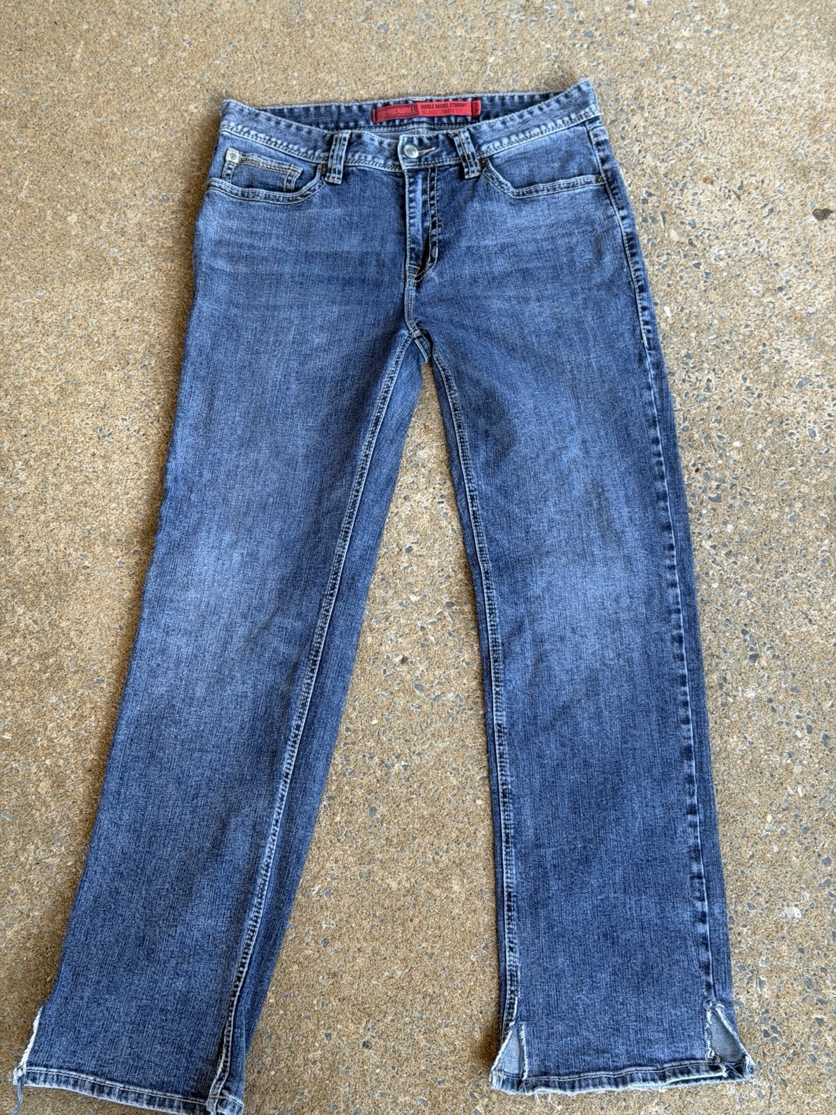 Rock & Roll Cowboy Men’s Blue Denim Straight Jeans 5-Pocket Mid Rise Logo