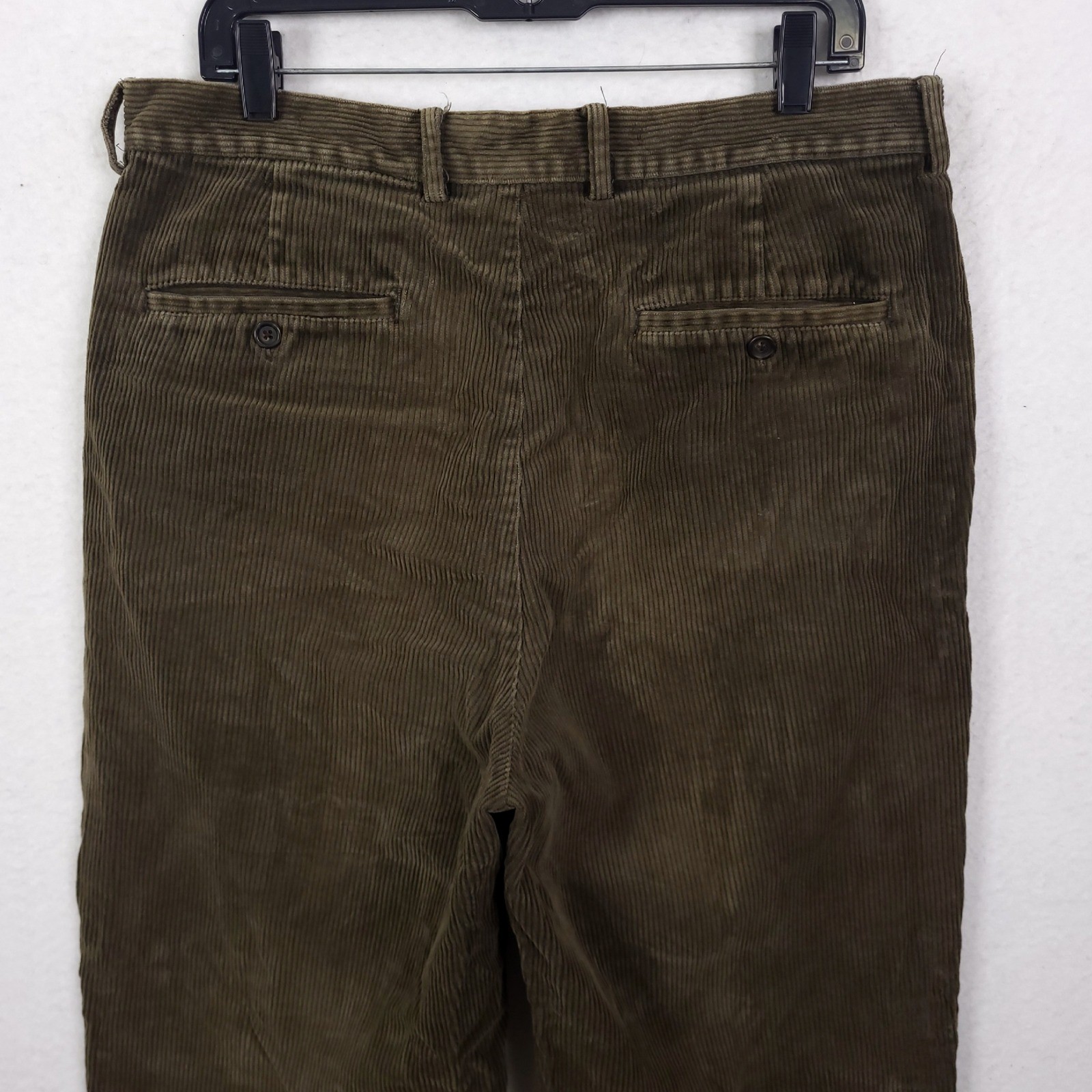 Gap Corduroy Pants Mens Relaxed Fit Pleated Olive 36×34 Fit 34×32 cuffed