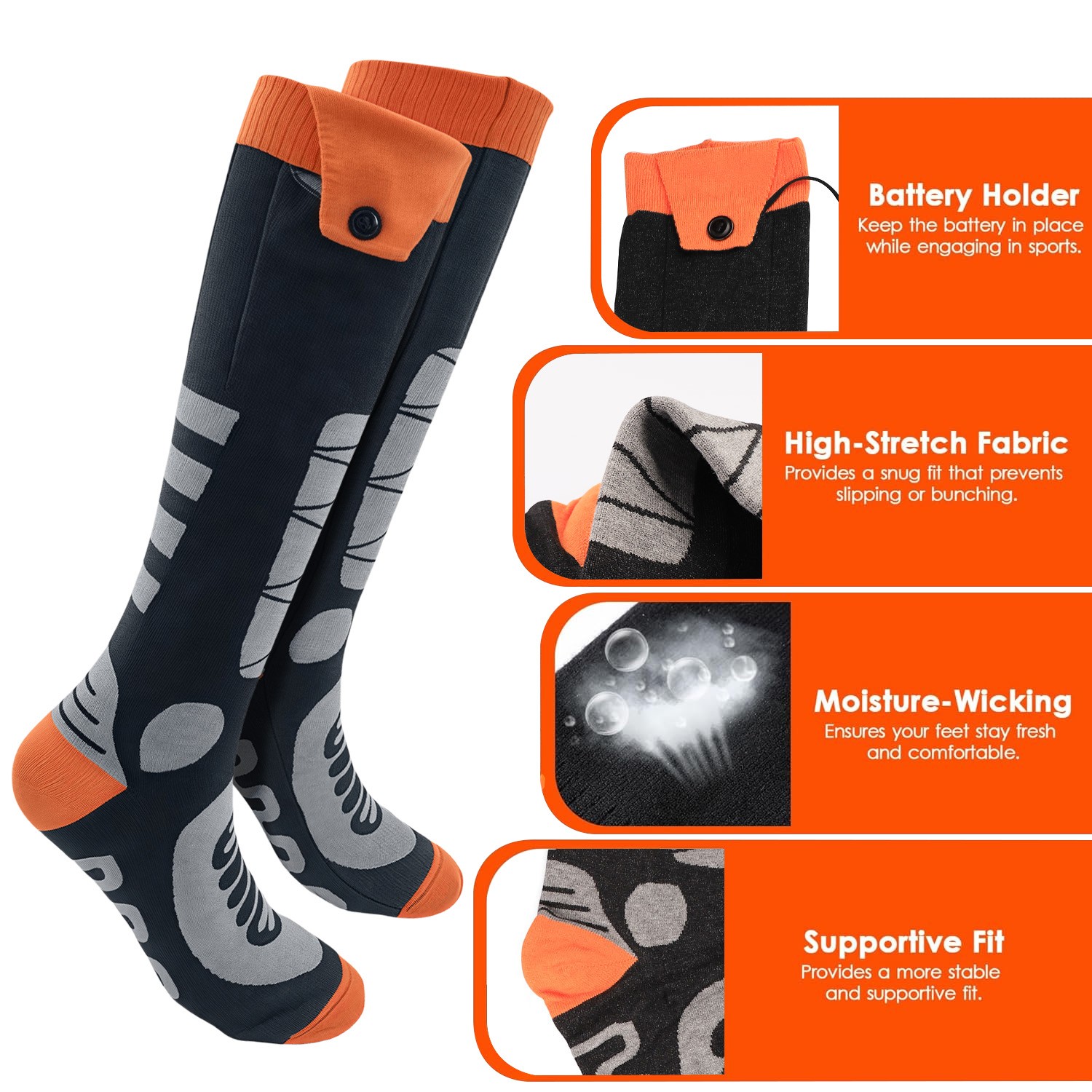 Electric Heated Socks Rechargeable Battery Men Women Winter Foot Warmer