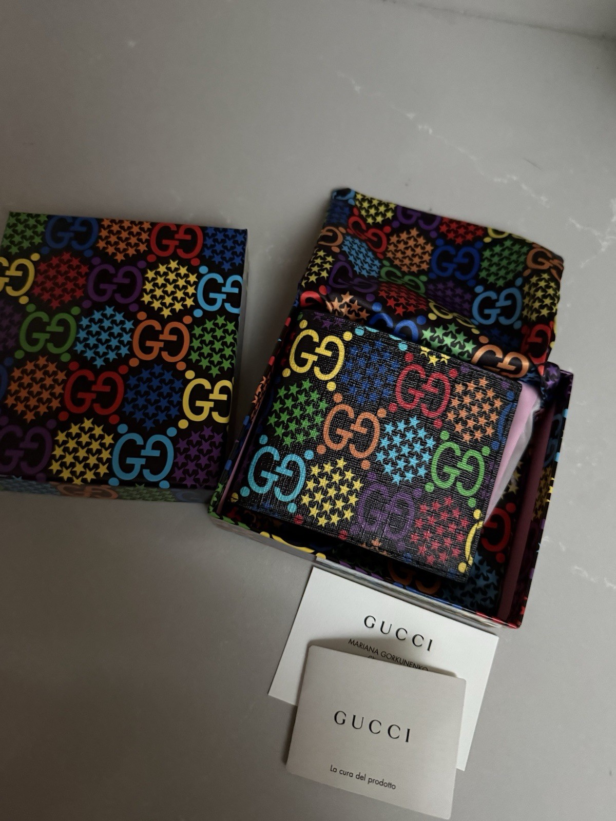 Gucci GG psychedelic bi-fold/Wallet Made In Italy