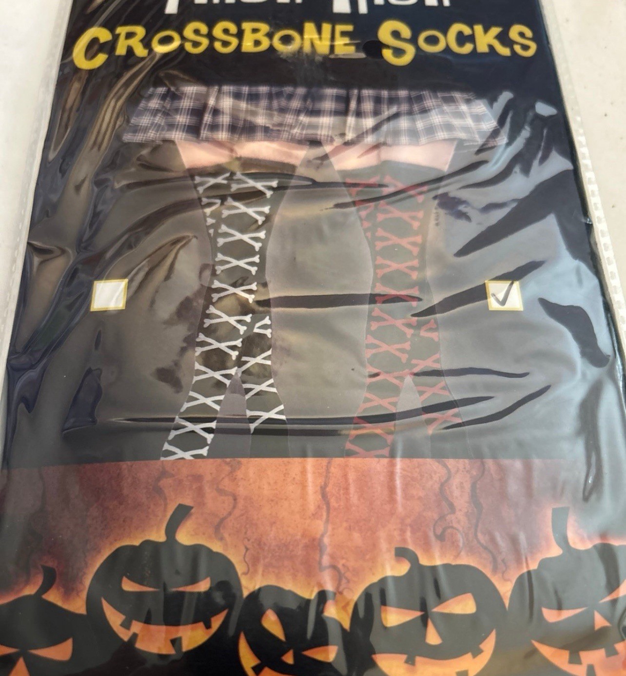 Black W/Red crossbones Adult One Size Tights Pantyhose Emo Punk skater biker N