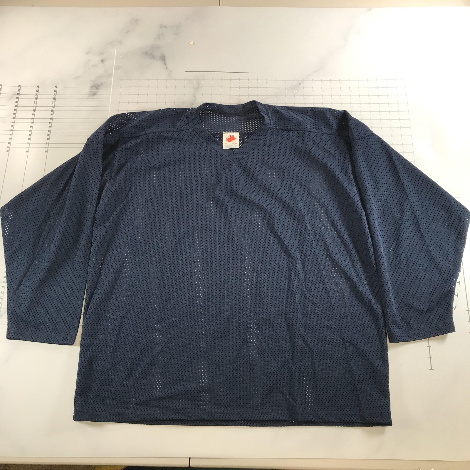Vintage Cooper Hockey Jersey Mens 2XL Navy Blue Blank Mesh V Neck Canada